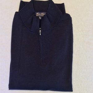 Brooks Brothers M XL LS Brookstech merino wool 1/4 zip sweater, navy
